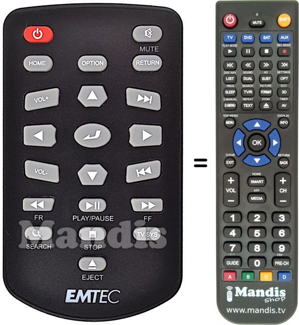 Télécommande équivalente Emtec N200