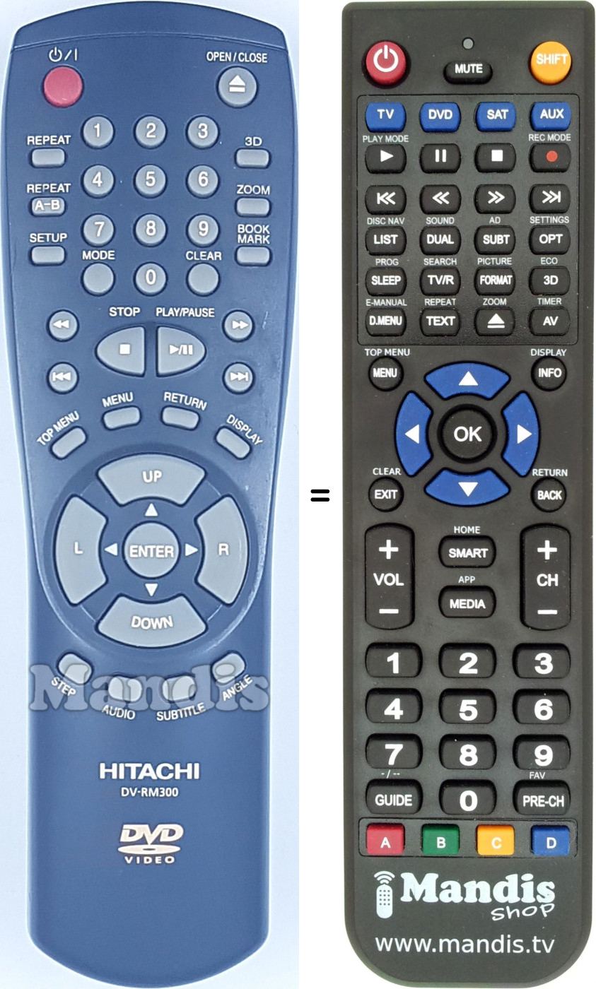 Télécommande équivalente Hitachi DV-RM 300