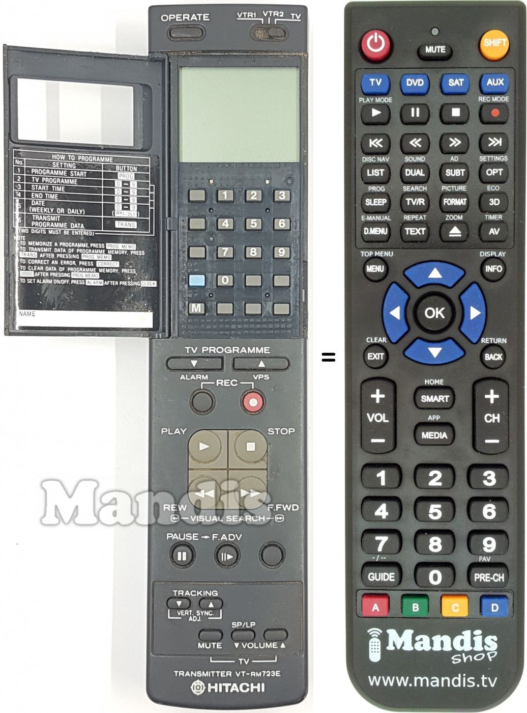 Télécommande équivalente Hitachi VT-RM 723 E