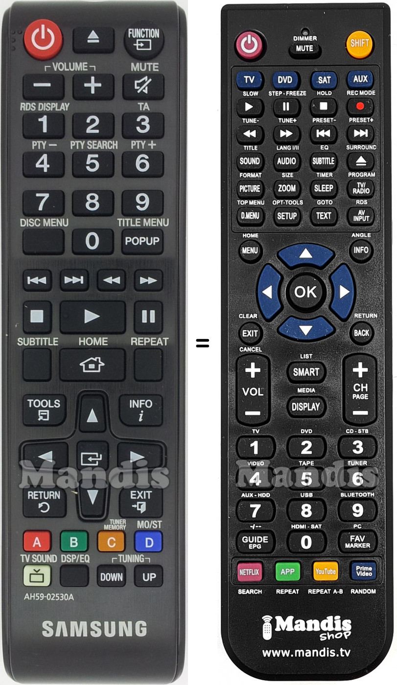 Télécommande équivalente Samsung AH5902530A