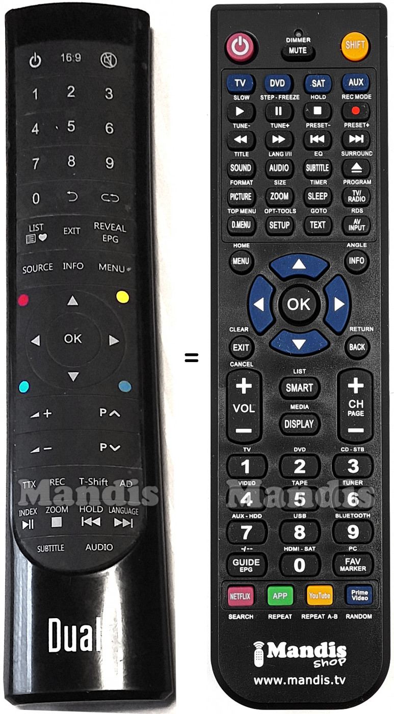 Télécommande équivalente Dual DL-TV32HD-001