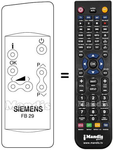 Télécommande équivalente Siemens FB 29