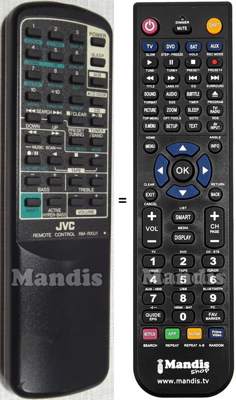 Télécommande équivalente JVC RM-RXU1