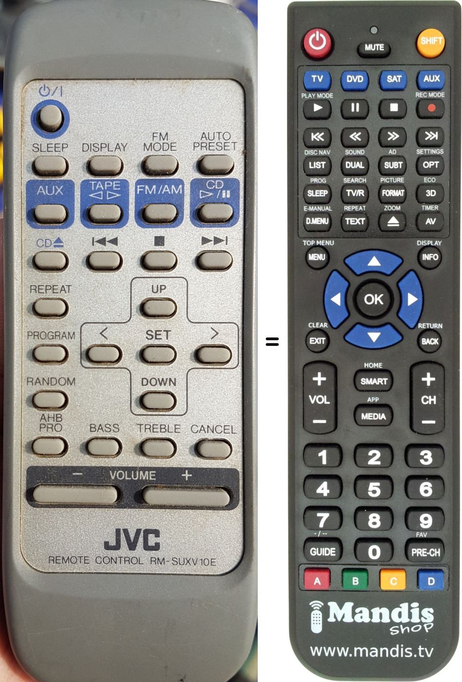 Télécommande équivalente JVC RM-SUXV10E