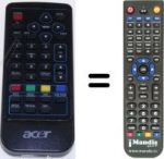 Télécommande équivalente Acer HVS57201