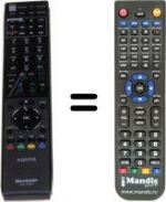 Télécommande équivalente Sharp HVS57303