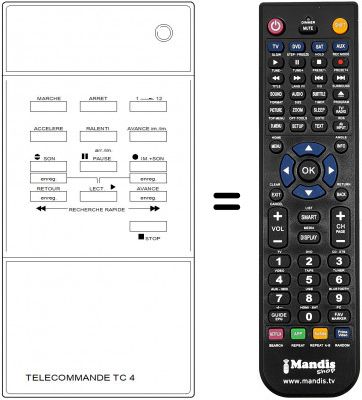 Télécommande équivalente Continental Edison VK 2132
