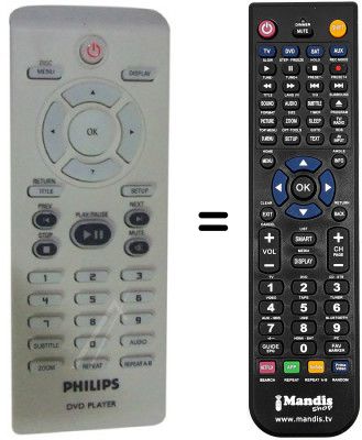 Télécommande équivalente Philips DVP3120 Télécommande équivalente Philips DVP3120