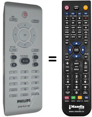 T&eacute;l&eacute;commande &eacute;quivalente Philips DVP3042 / 12