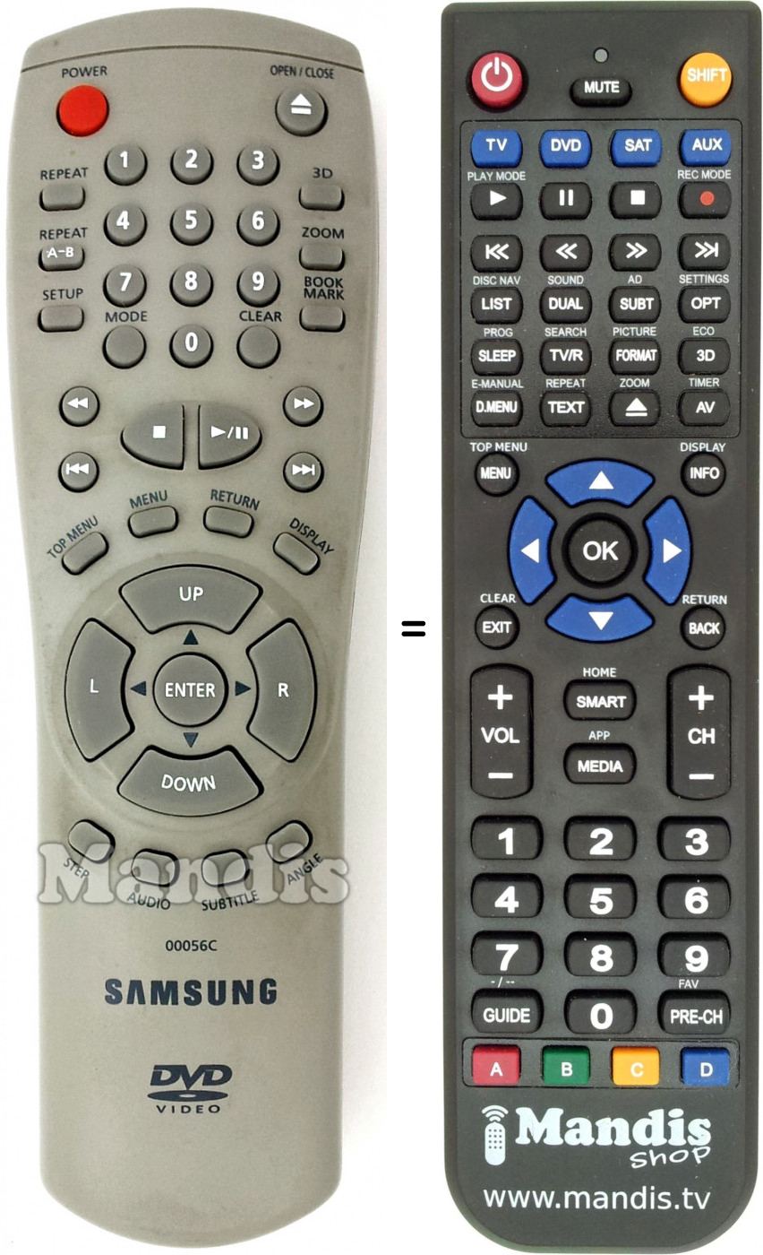 T&eacute;l&eacute;commande &eacute;quivalente Samsung 00056C