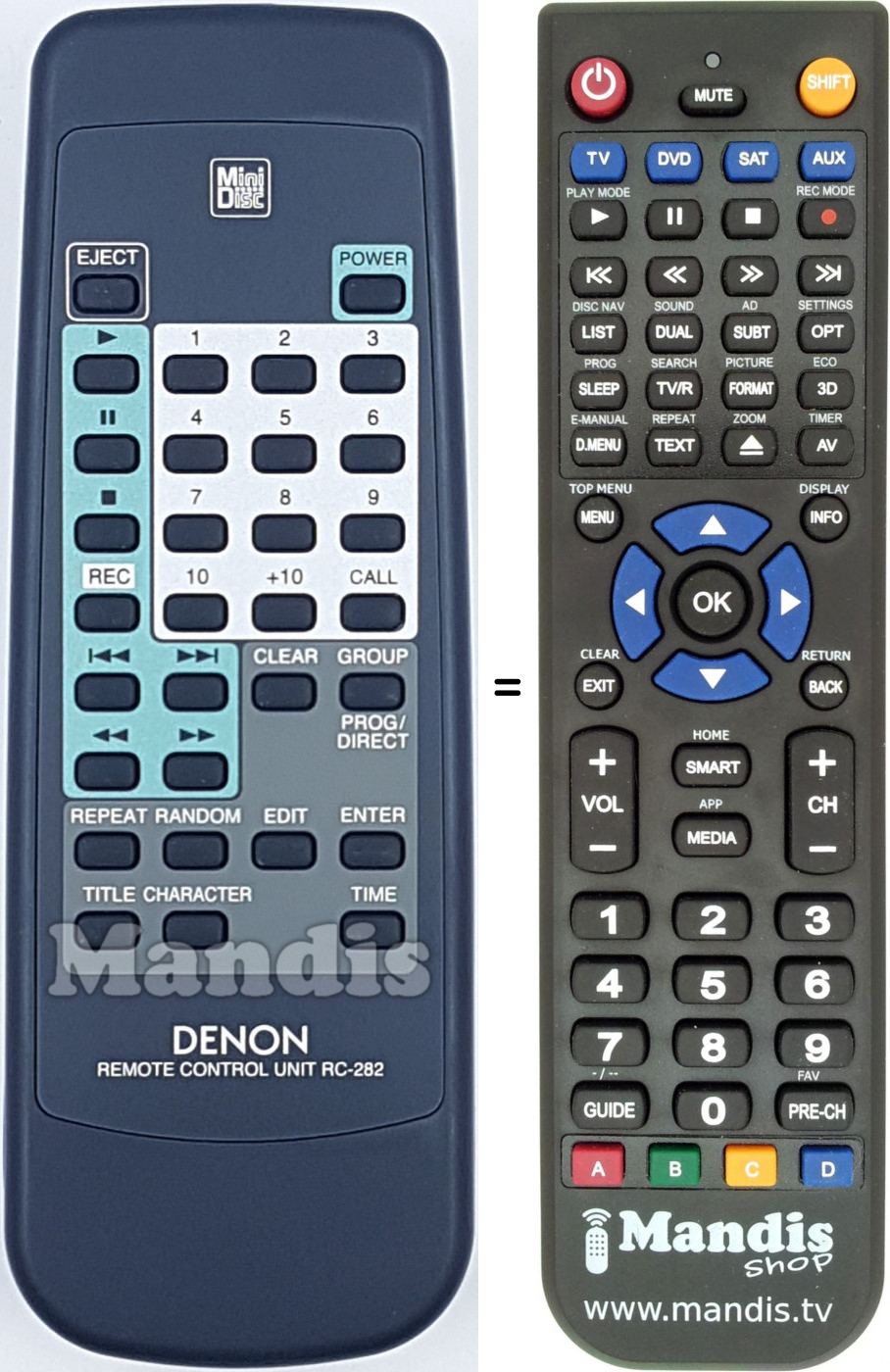 Télécommande équivalente Denon RC-282