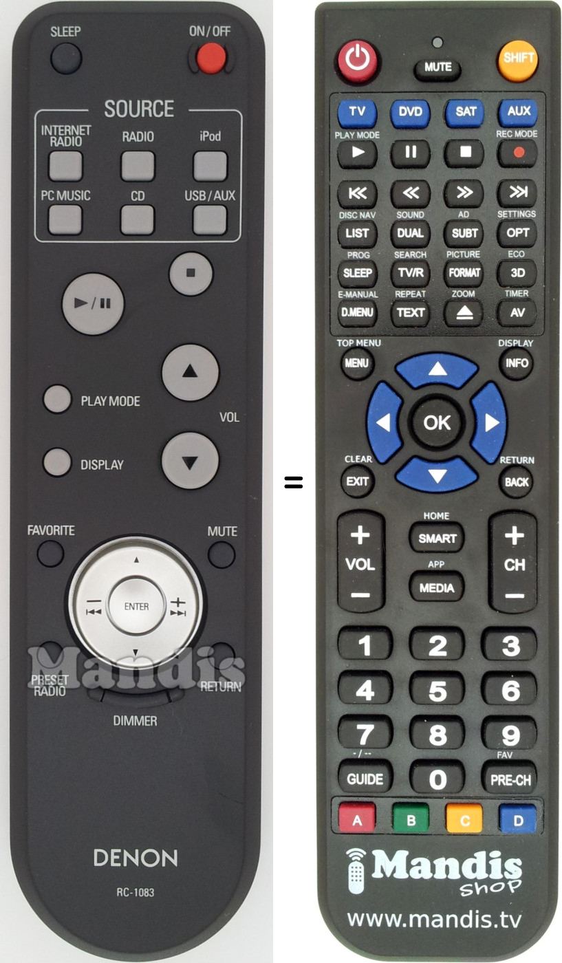 Télécommande équivalente Denon RC-1083