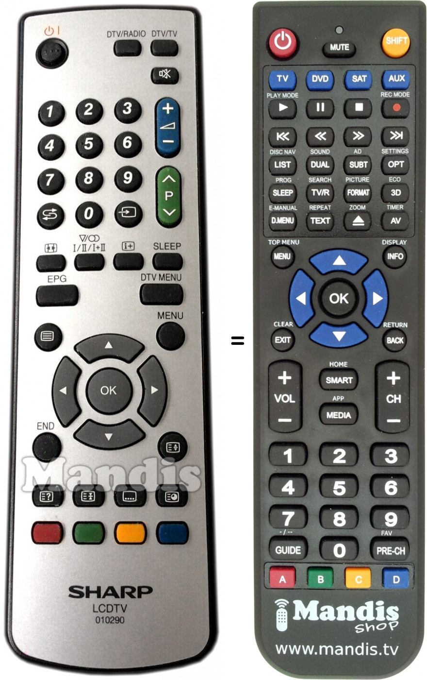 Télécommande équivalente Sharp 010290