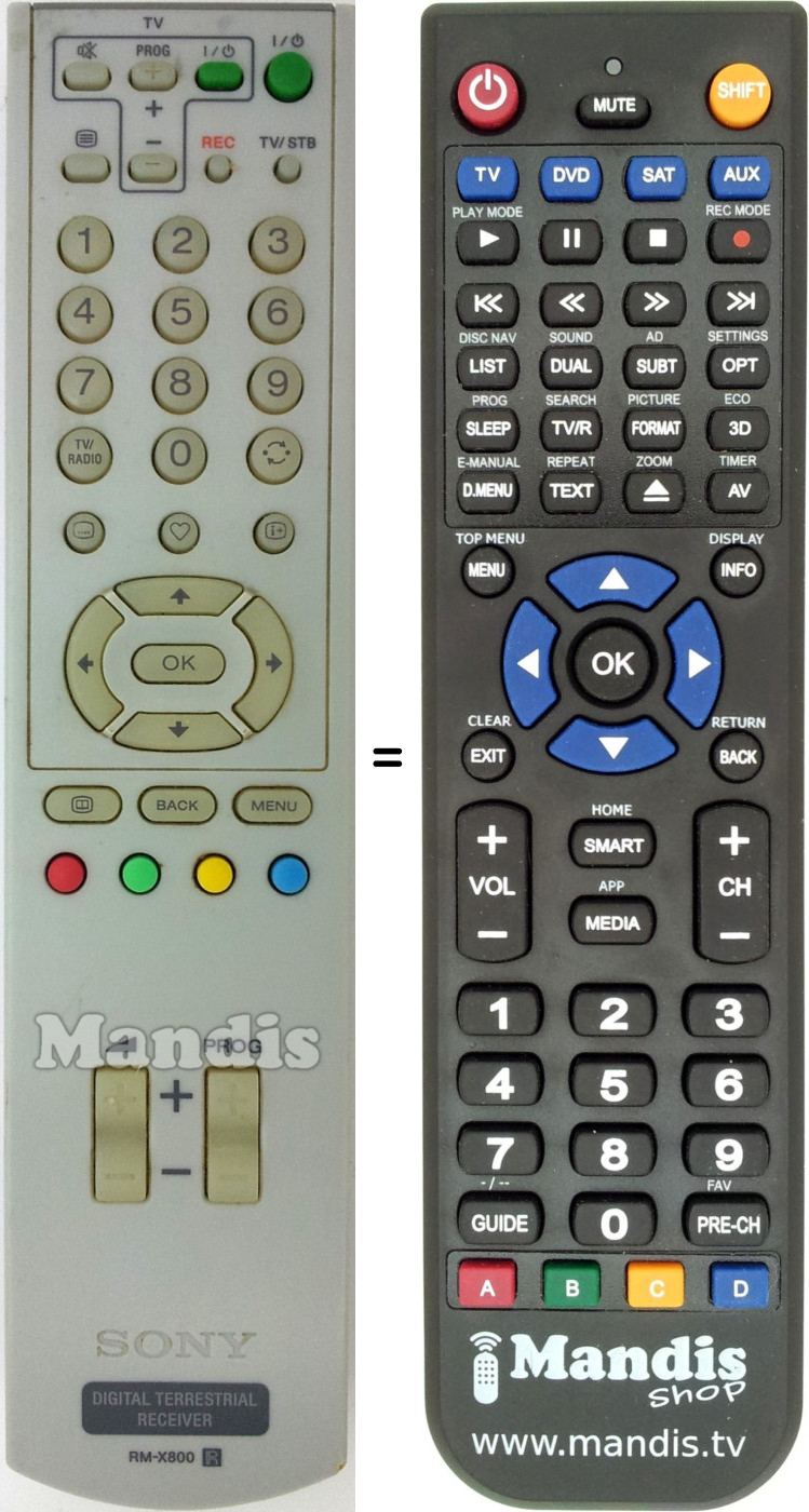 Télécommande équivalente Sony RM-X800