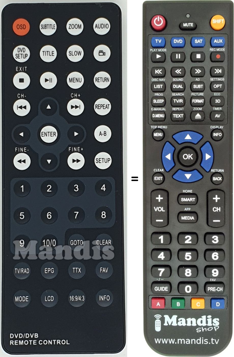 Télécommande équivalente REMCON1612