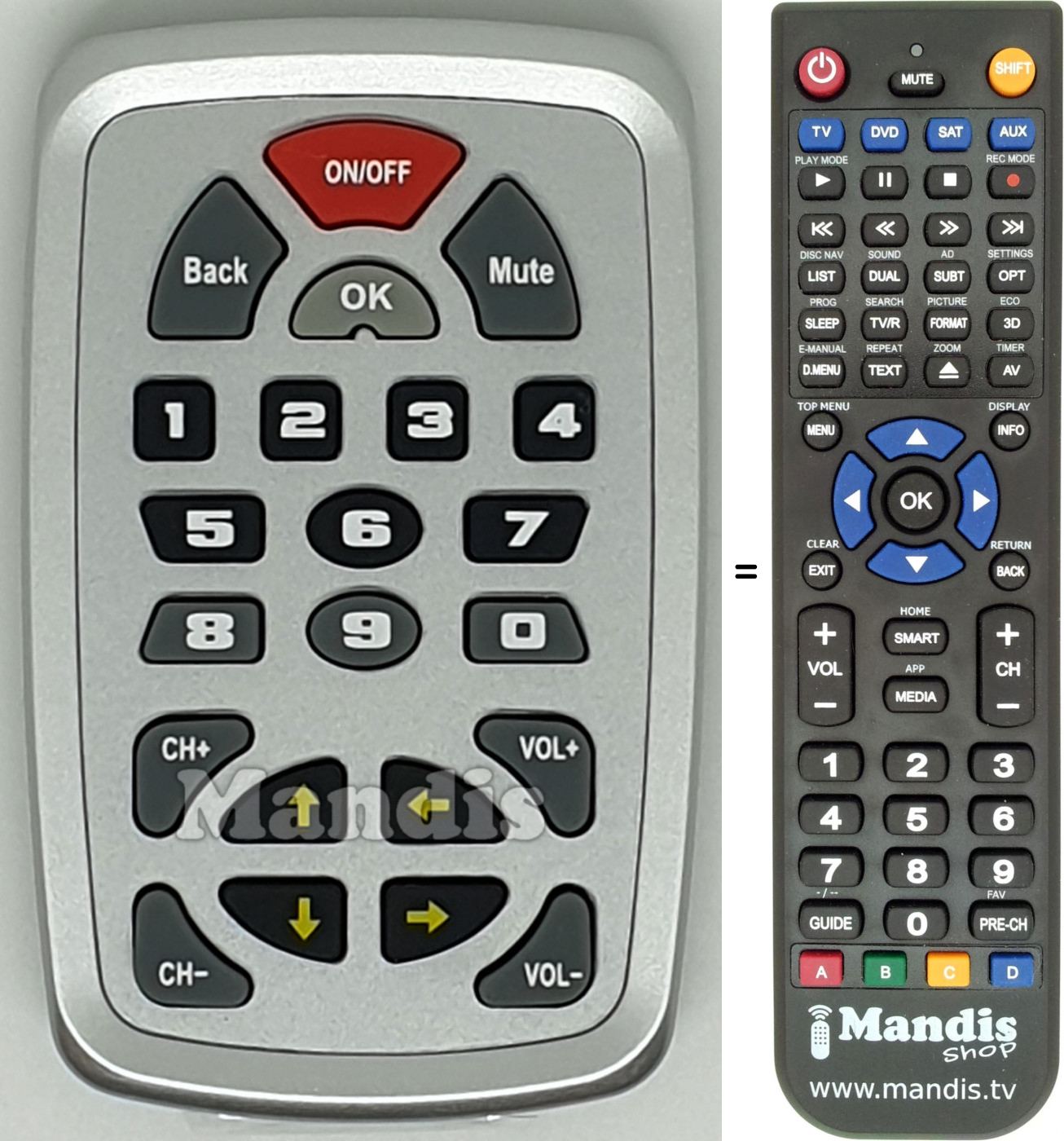 Télécommande équivalente REMCON1613