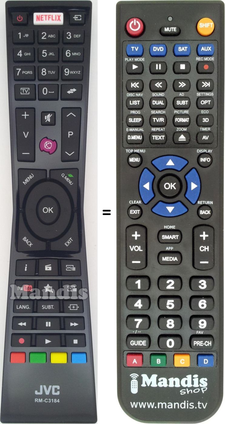 Télécommande équivalente JVC RM-C3184
