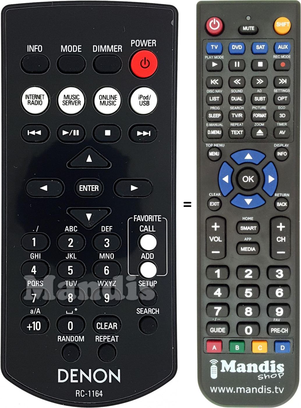 Télécommande équivalente Denon RC-1164