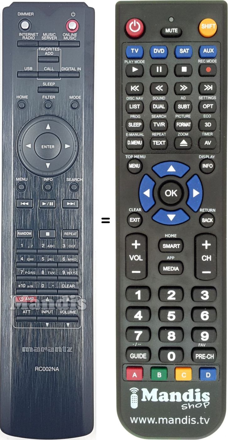 Télécommande équivalente RC002NA