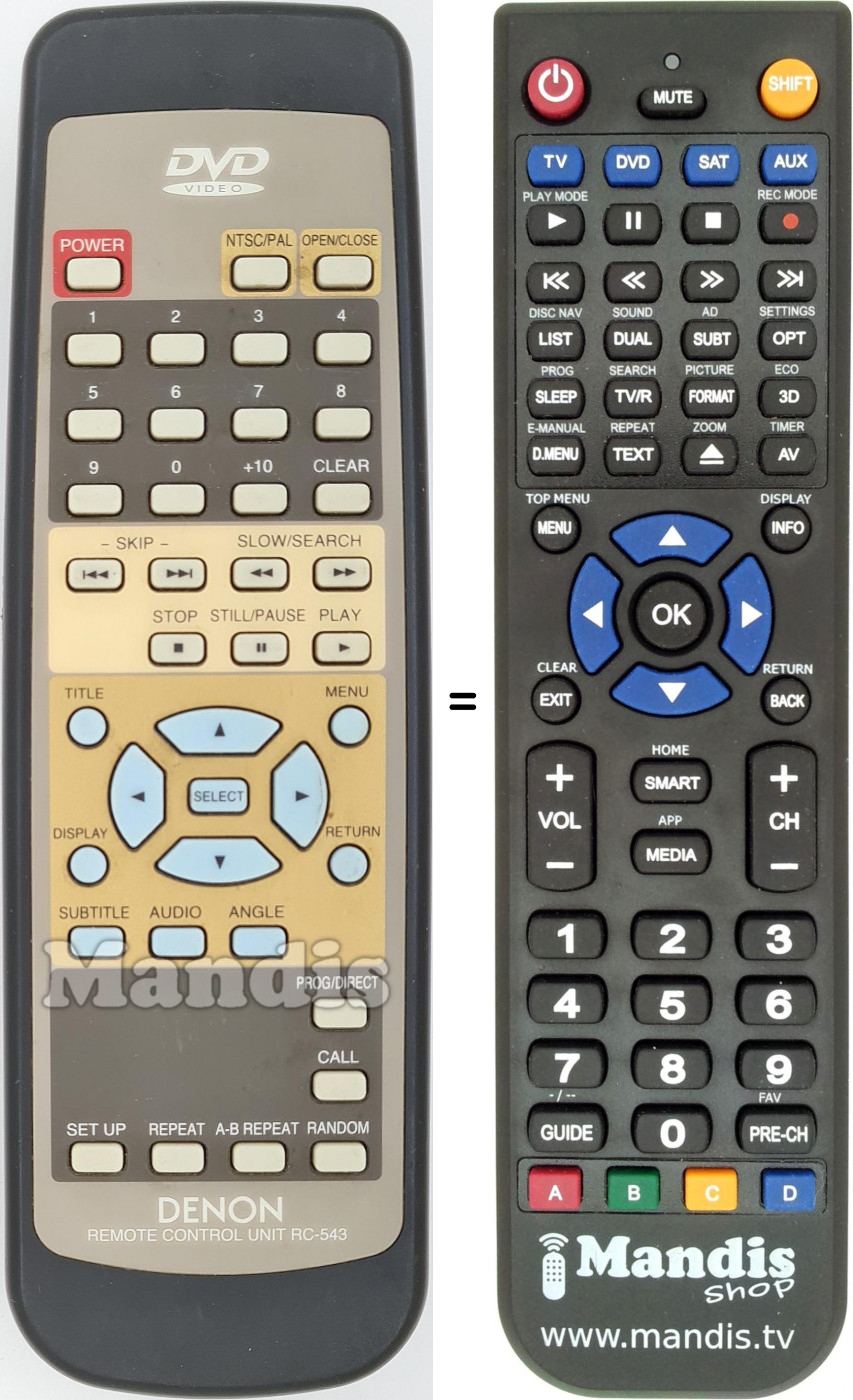 Télécommande équivalente Denon RC-543