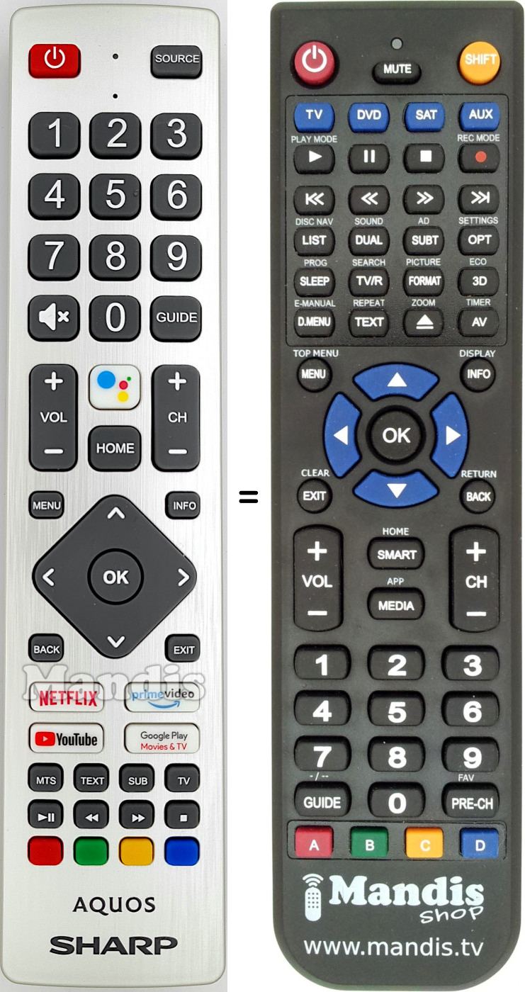 Télécommande équivalente Sharp 40BL5EA