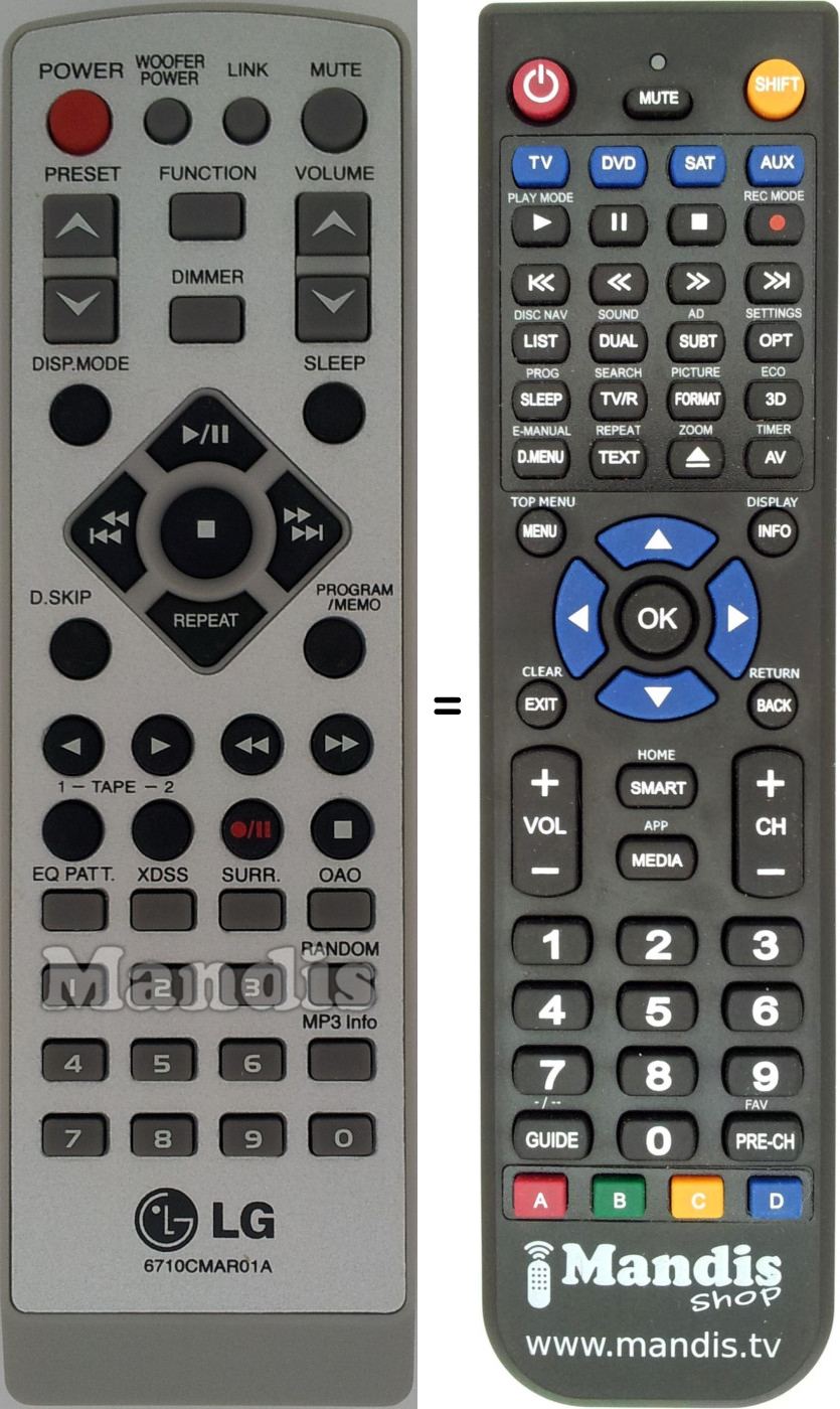 Télécommande équivalente 6710CMAR01A