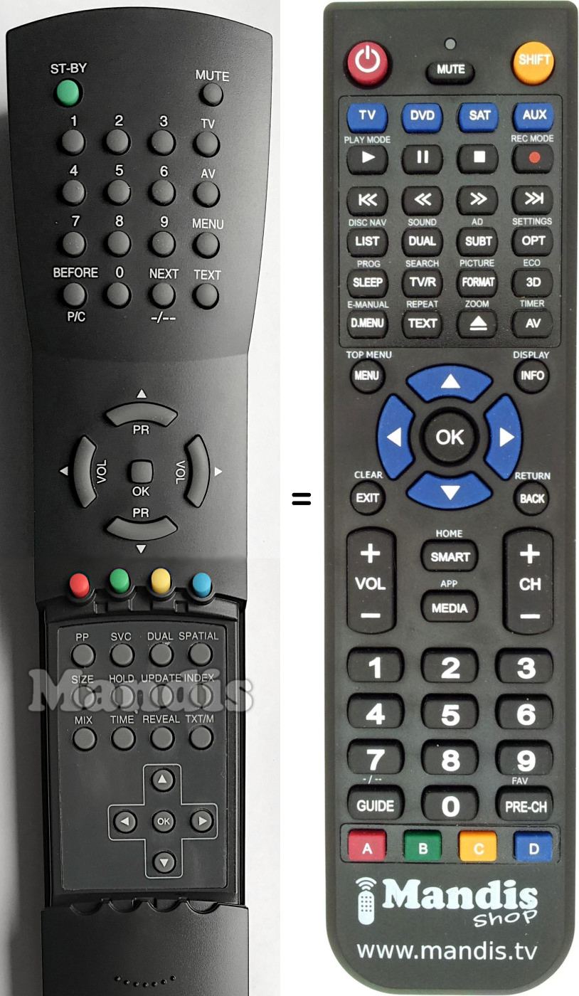 Télécommande équivalente LG 6710V00036Y