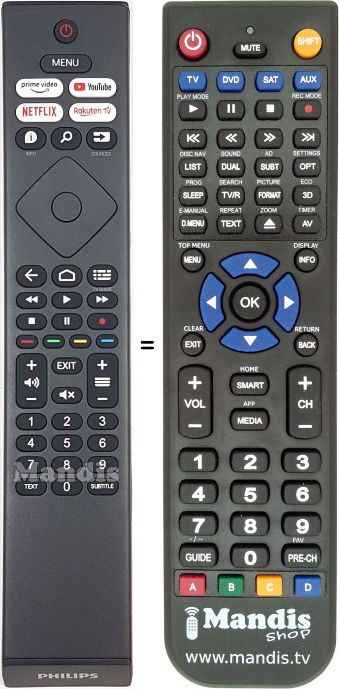 Télécommande équivalente Philips 996592101199
