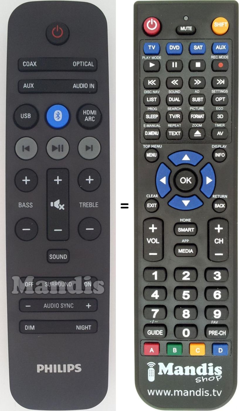 Télécommande équivalente Philips 996580002887