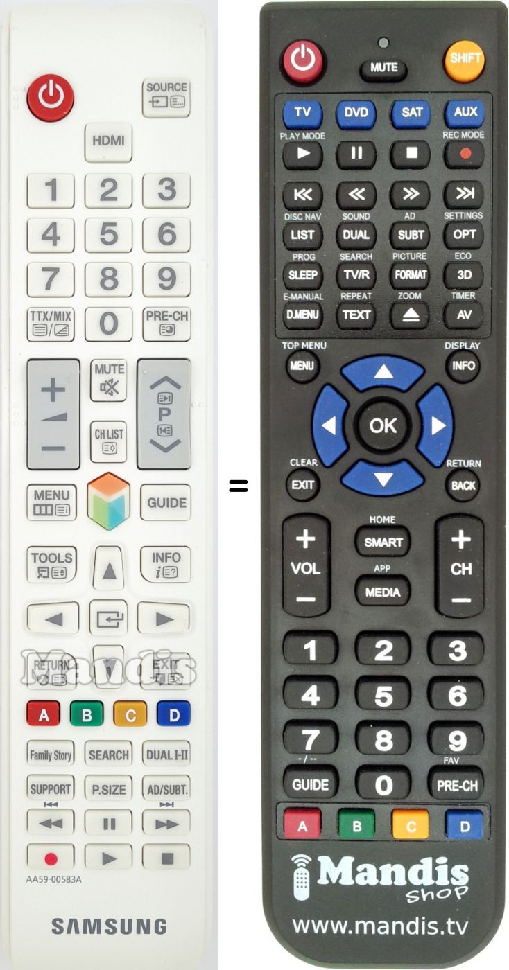 T&eacute;l&eacute;commande &eacute;quivalente AA59-00583A
