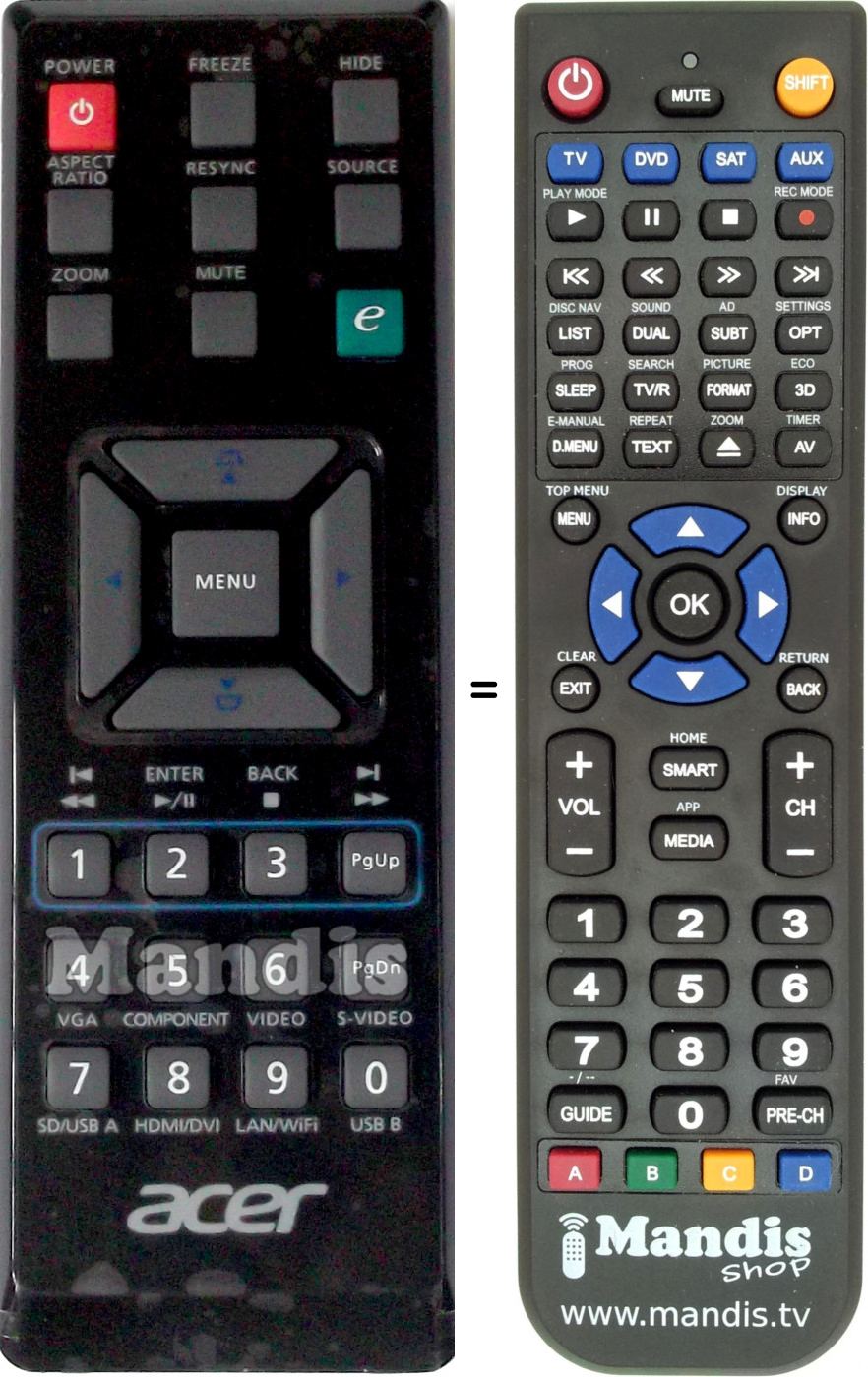 Télécommande équivalente Acer VZJCQ00001