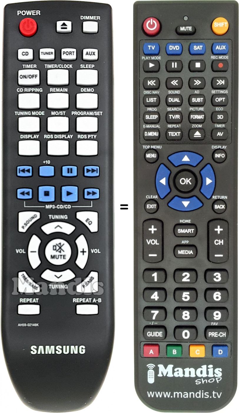 T&eacute;l&eacute;commande &eacute;quivalente Samsung AH59-02146K