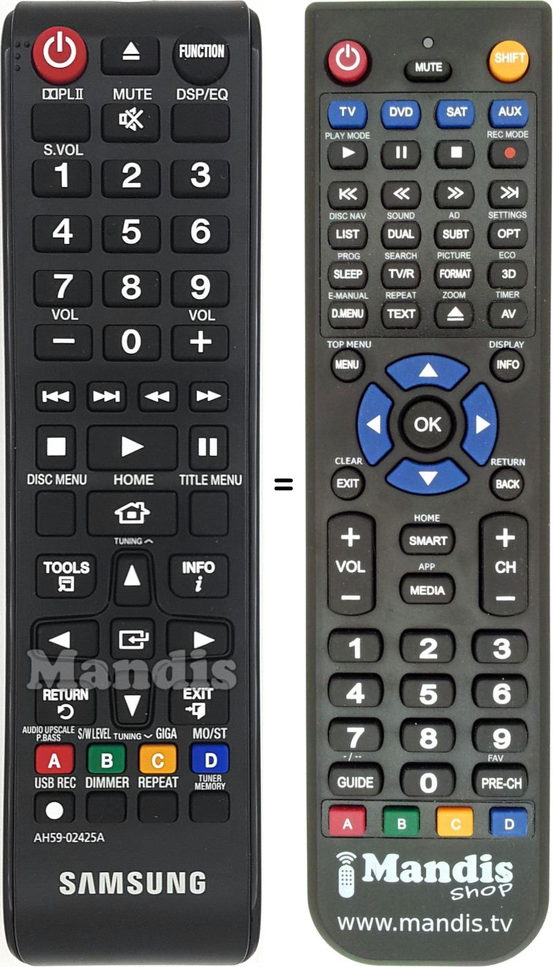 Télécommande équivalente Samsung AH59-02425A