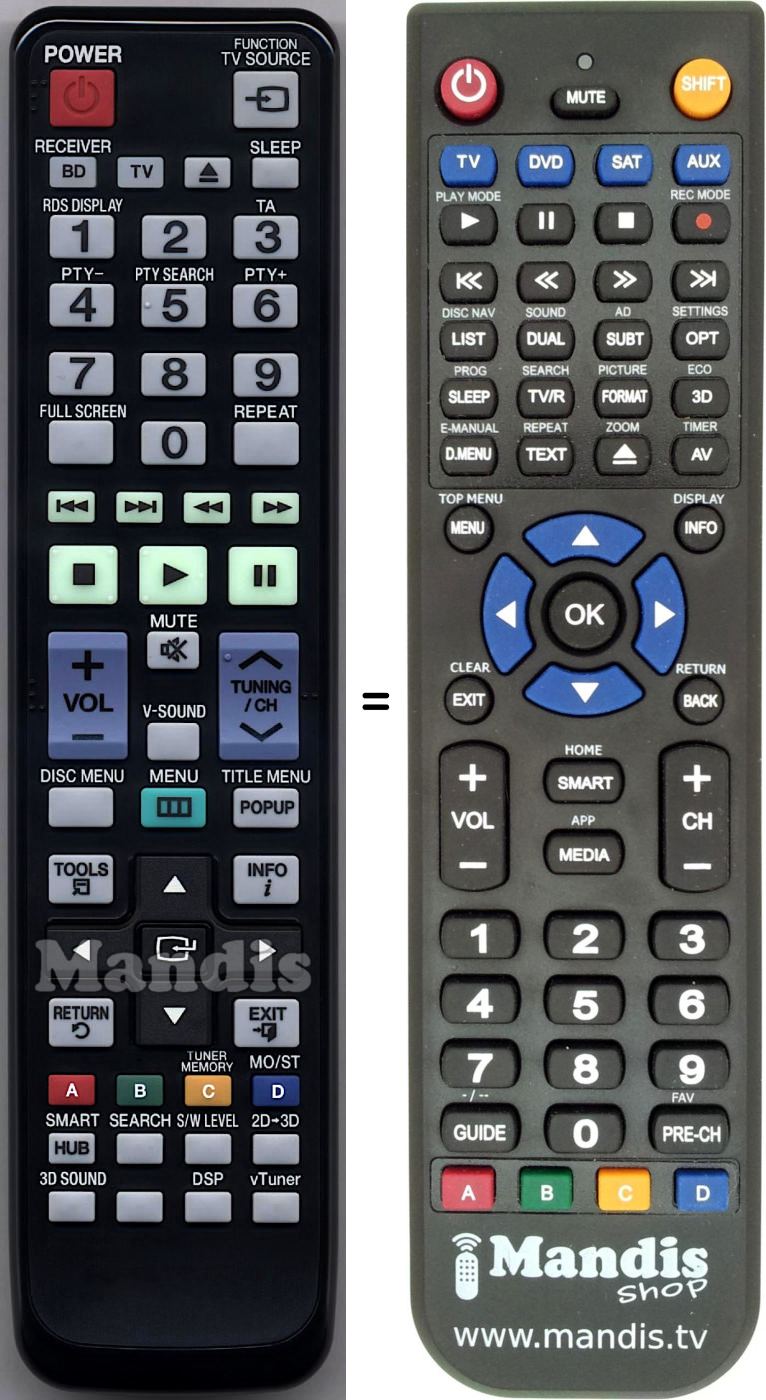 T&eacute;l&eacute;commande &eacute;quivalente Samsung AH59-02350A