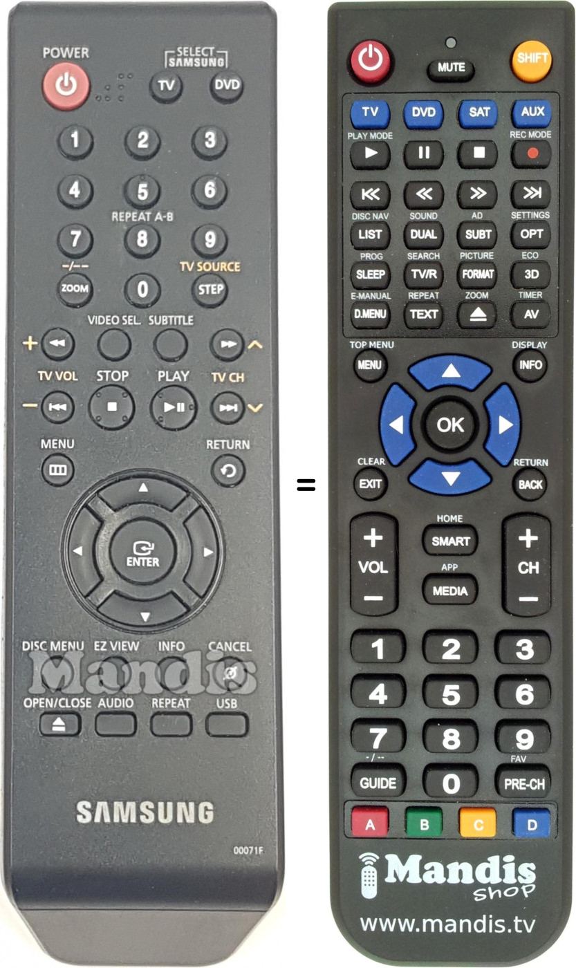 T&eacute;l&eacute;commande &eacute;quivalente Samsung AK59-00071F