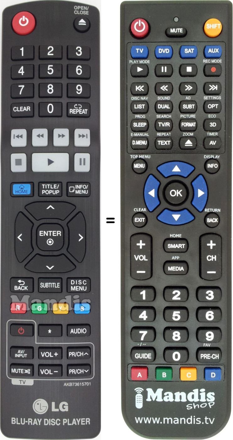 Télécommande équivalente LG AKB73615701