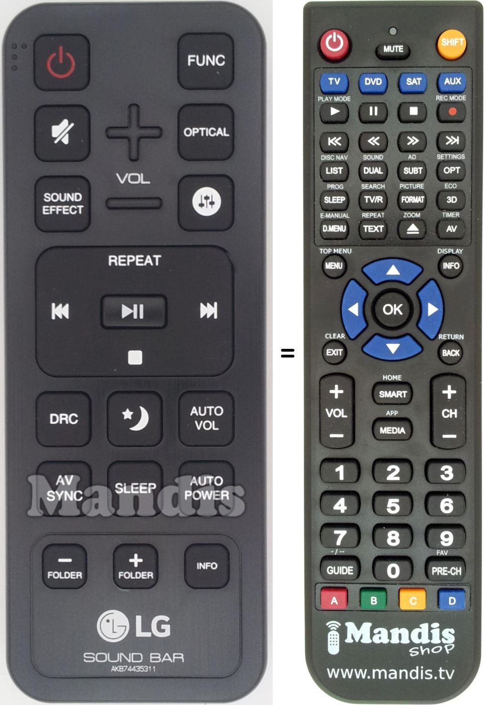 Télécommande équivalente LG AKB74435311