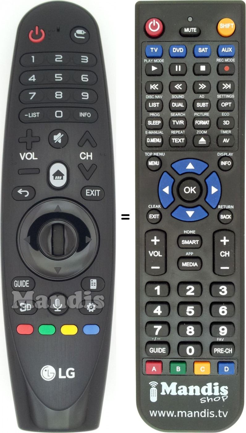 Télécommande équivalente LG AKB74495307
