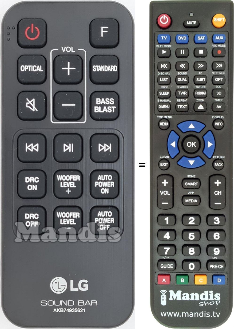 Télécommande équivalente LG AKB74935621