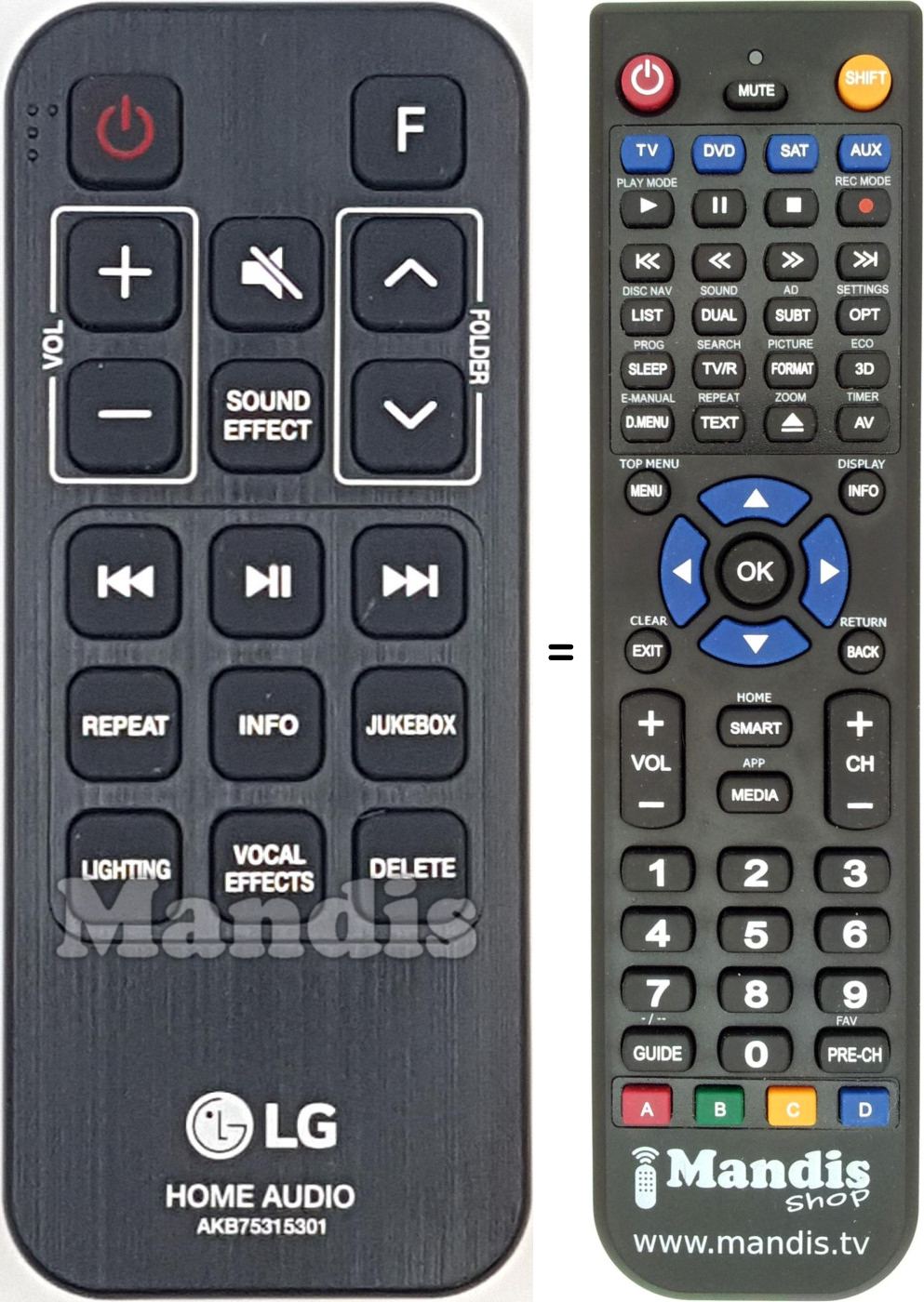 Télécommande équivalente LG AKB75315301