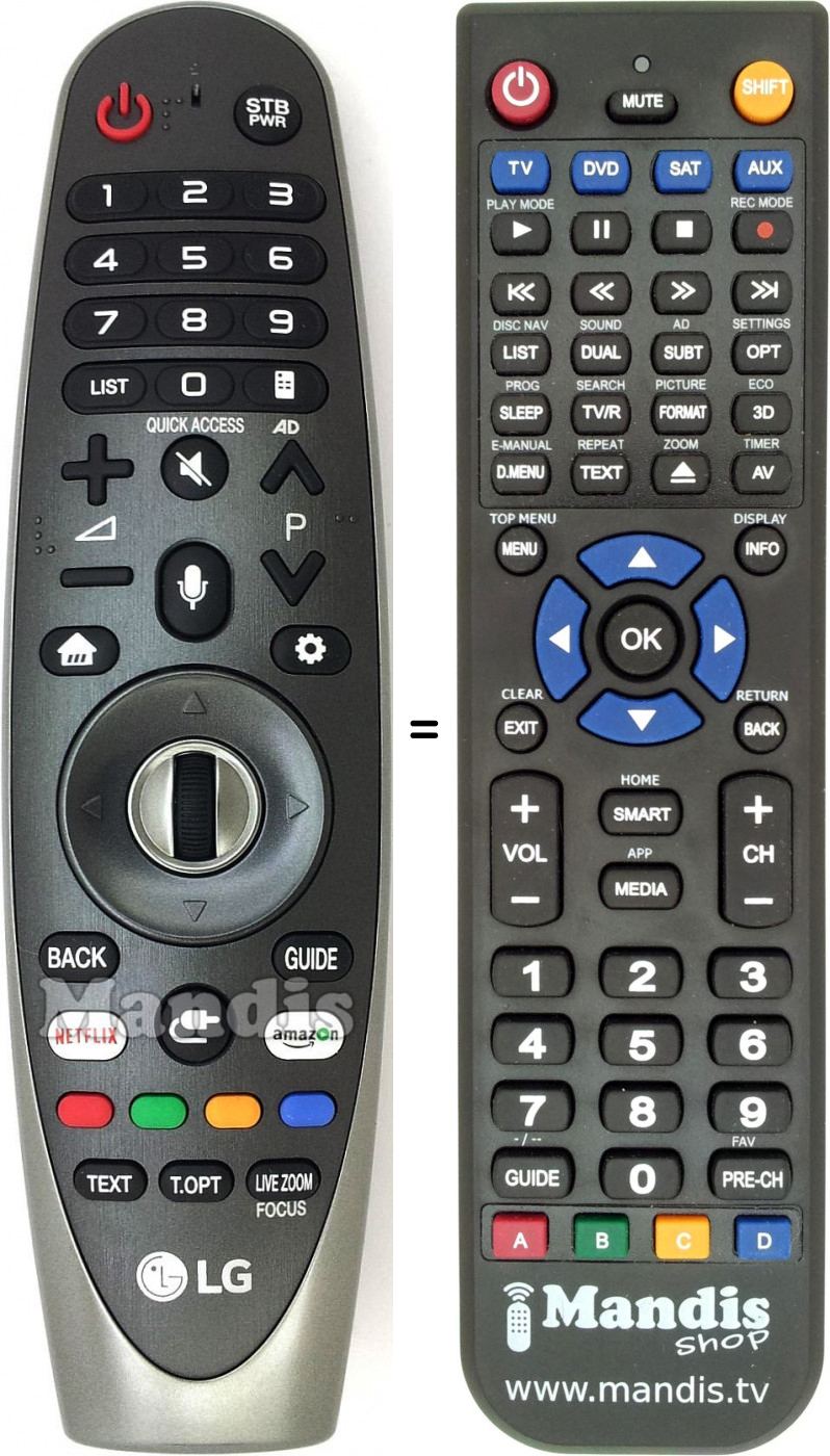 Télécommande équivalente LG AKB75455301