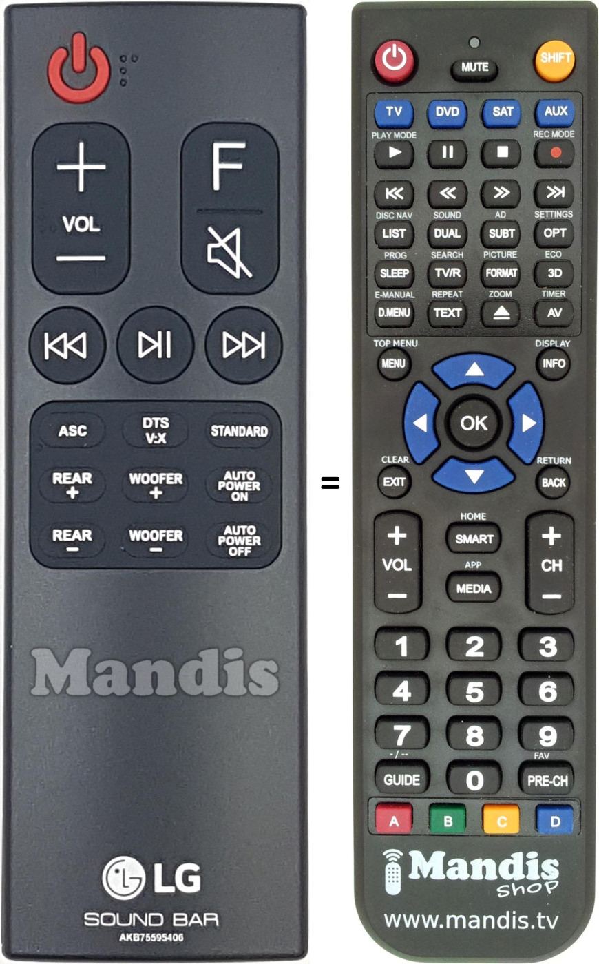 Télécommande équivalente AKB75595406