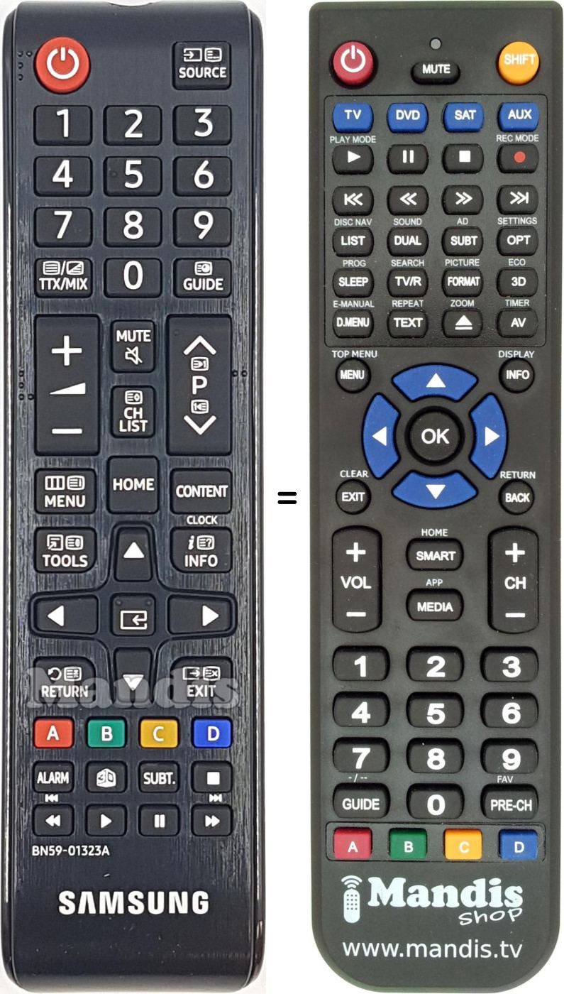 T&eacute;l&eacute;commande &eacute;quivalente Samsung BN59-01323A