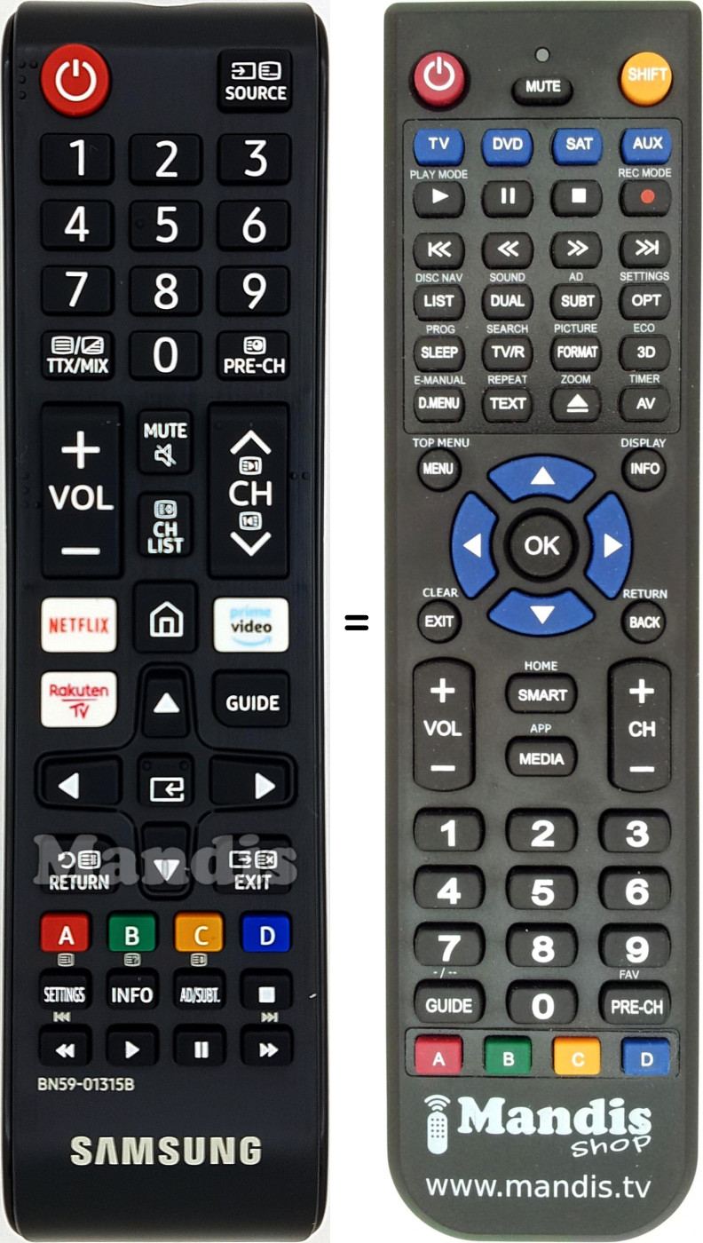 Télécommande équivalente Samsung BN59-01315B