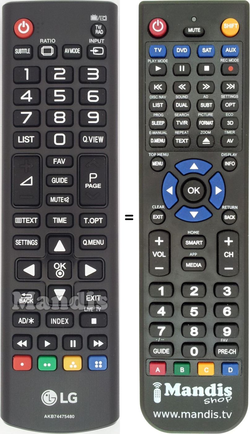 Télécommande équivalente LG COV33733201