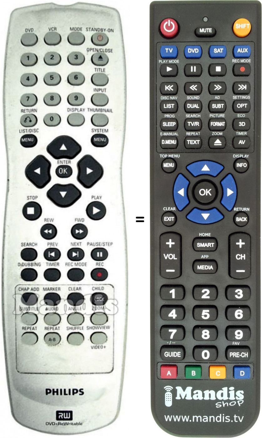 Télécommande équivalente Philips DVD-R 630 VR