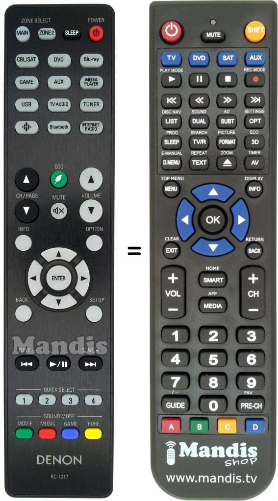 Télécommande équivalente Denon RC1217