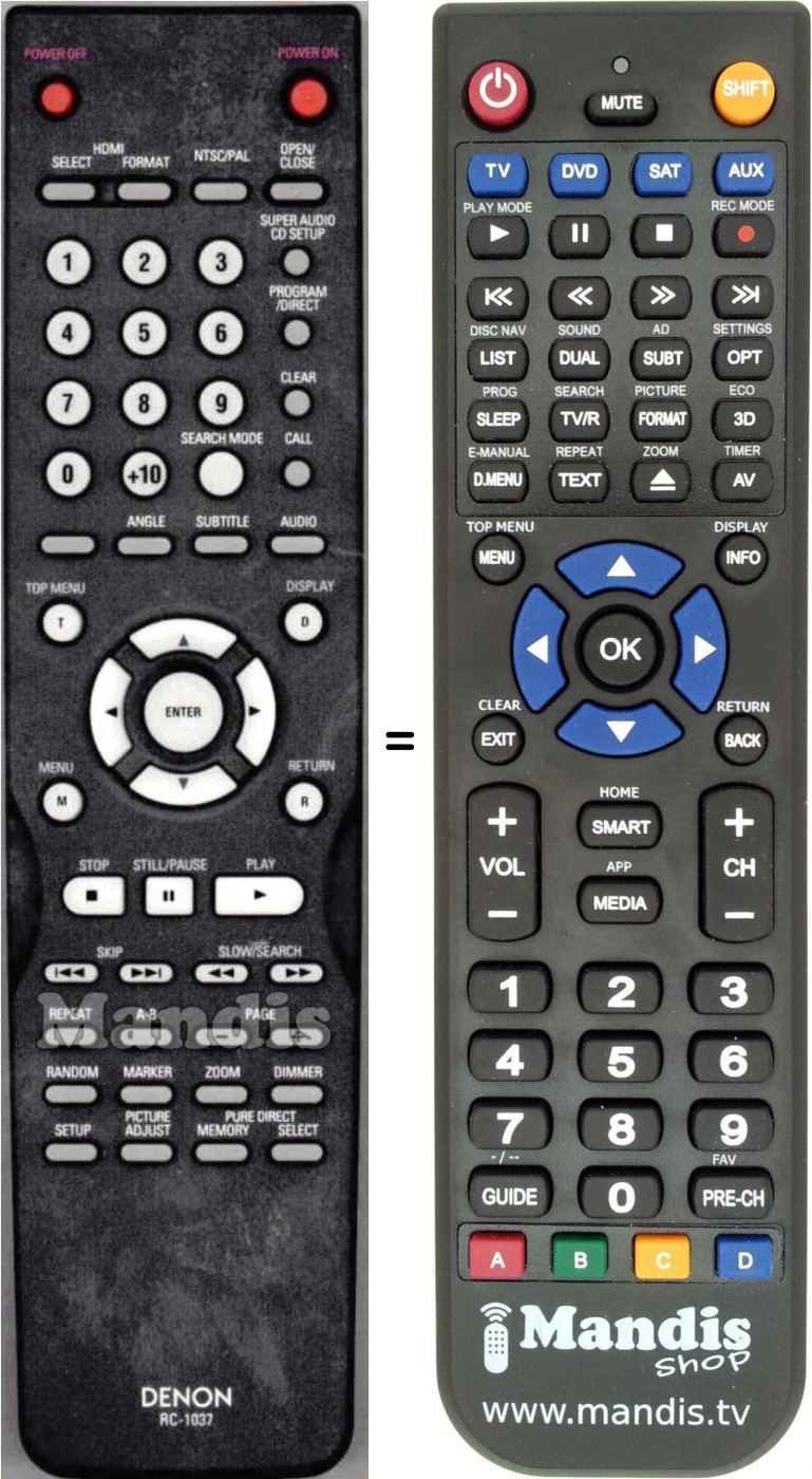 Télécommande équivalente Denon RC1037