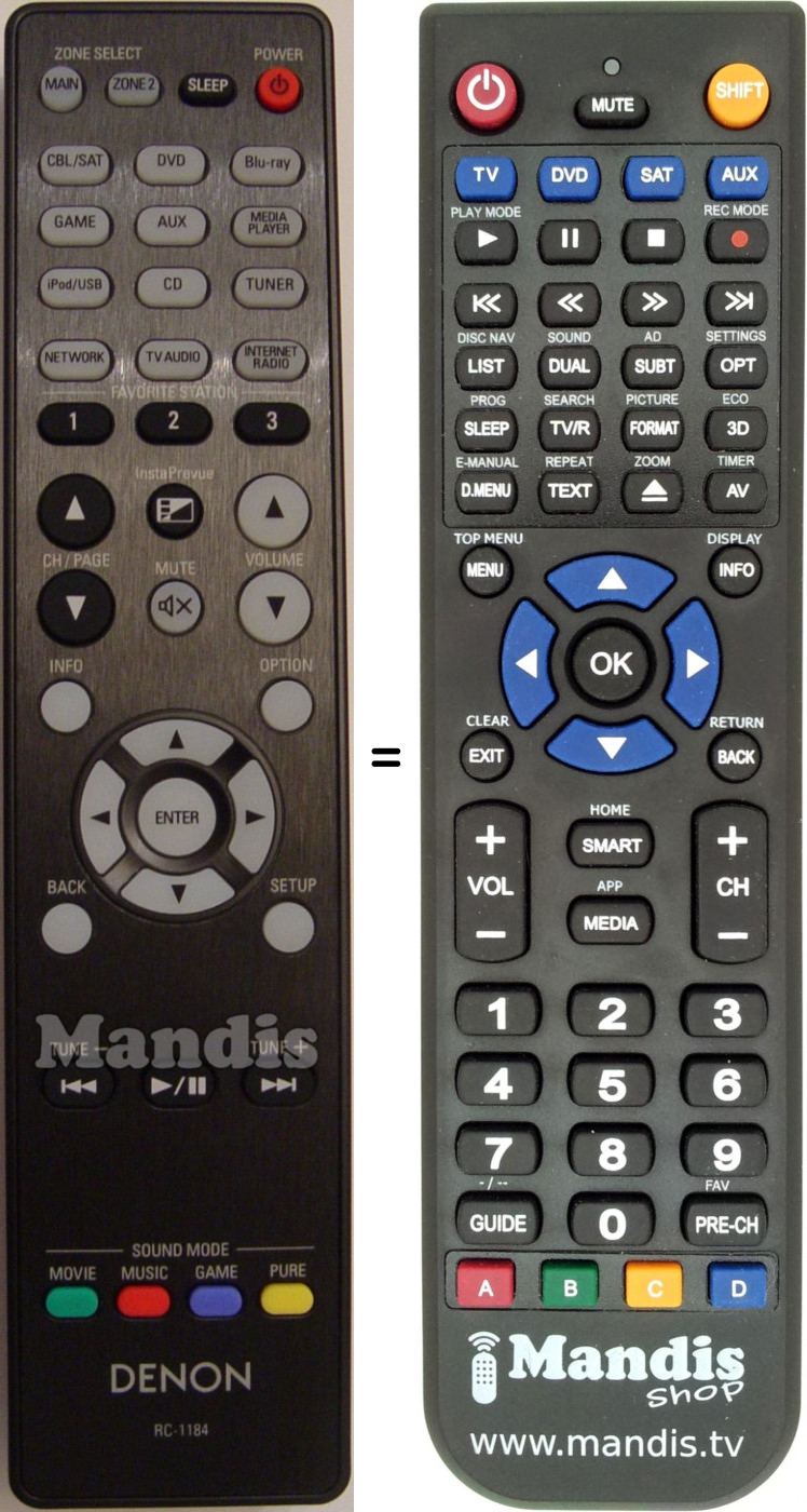 Télécommande équivalente Denon RC-1184