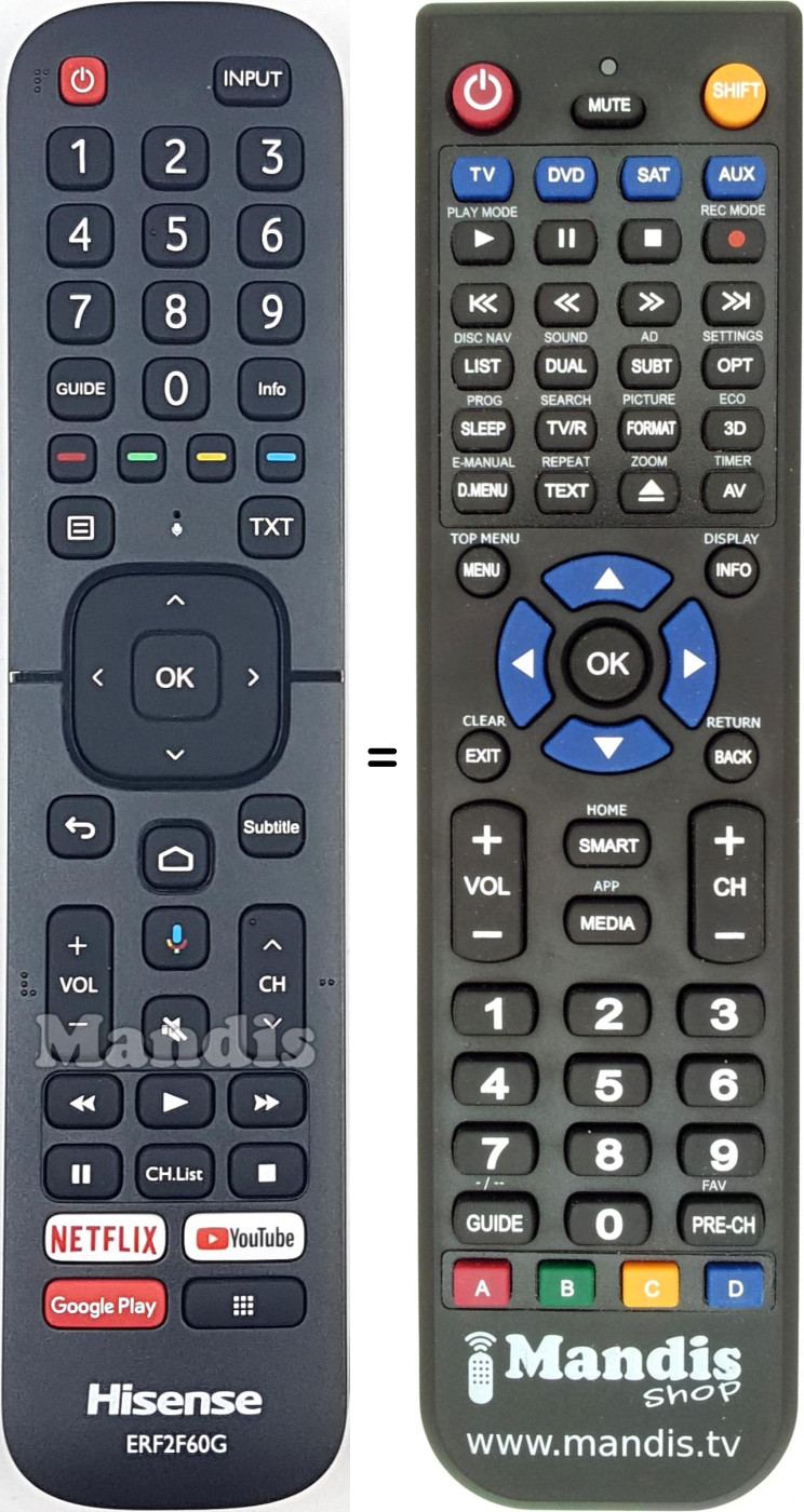 Télécommande équivalente ERF2F60G